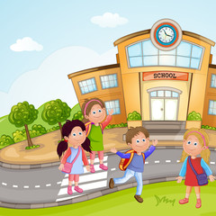 Obraz na płótnie Canvas Illustration of a Group of School Children