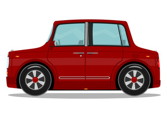 Funny red car. Vector illustration