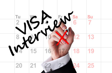 Visa interview date on calendar