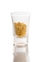 Medicine in glass on white background