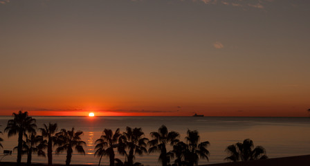 Sunset at Malaga beach