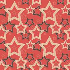 Seamless red pattern with stars