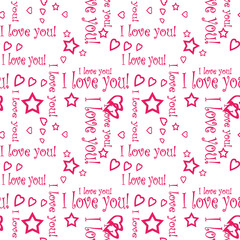 Seamless pattern wallpaper valentine with hearts and text