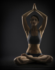 Yoga woman meditate sitting in lotus pose exercise