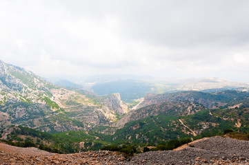 View of Psiloritis mountains on the island of Crete in Greece.