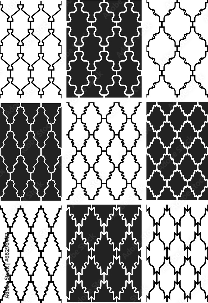 Poster set of 9 very simple seamless patterns