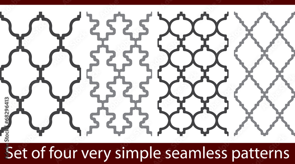 Poster set of four very simple seamless patterns