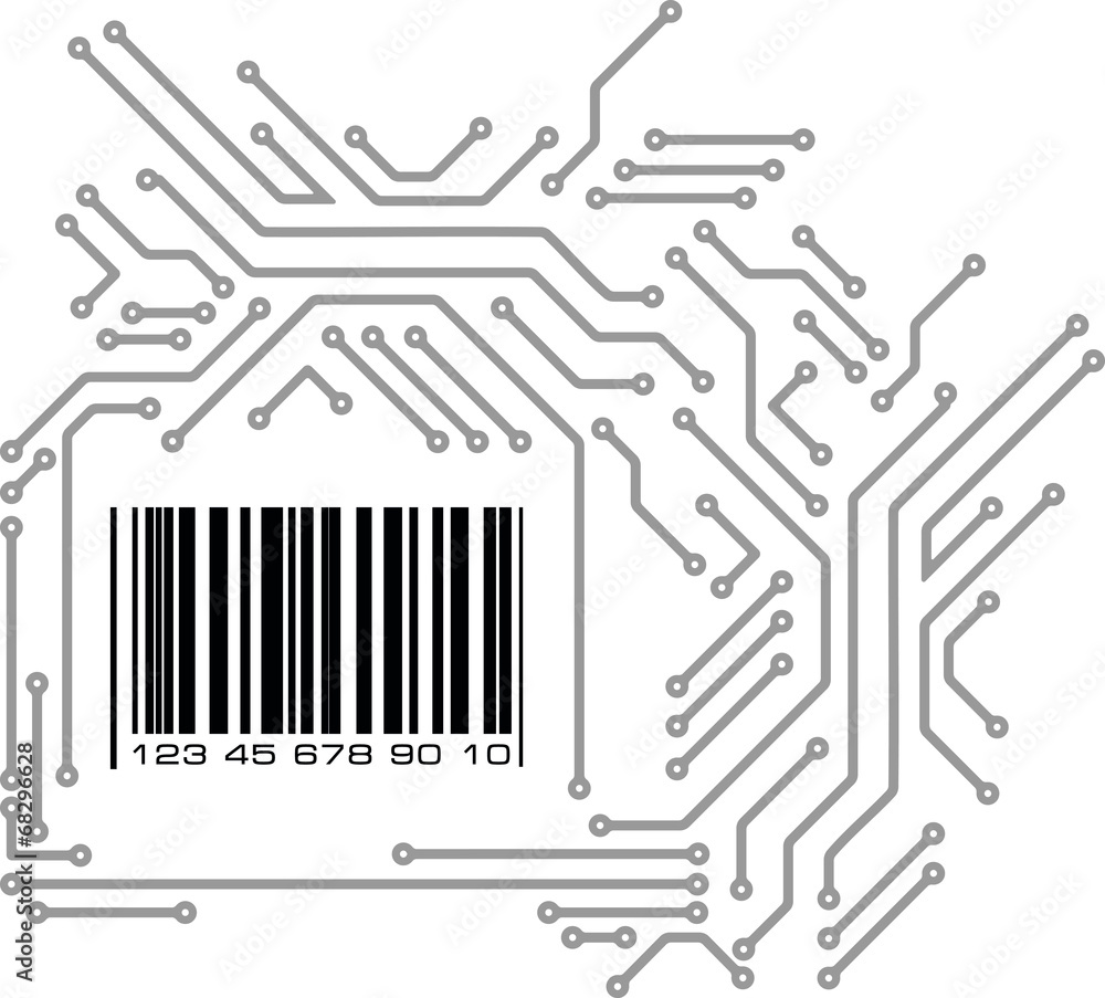 Aufkleber bar code in pcb-layout style. vector illustration.
