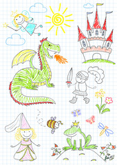 Vector sketches with characters of fairy-tales