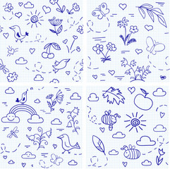 Collection of four seamless vector backgrounds