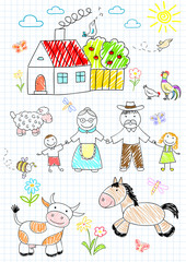 Happy children with grandparents