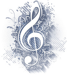 Abstract musical background with treble clef.