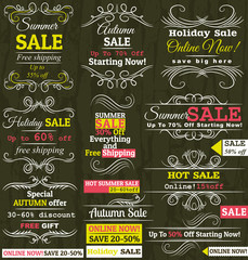 Set of special sale offer labels and banners, vector