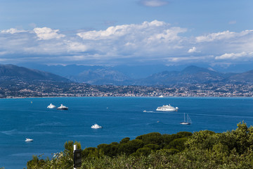 Fototapeta na wymiar Antibes, France. Yachts in the Bay