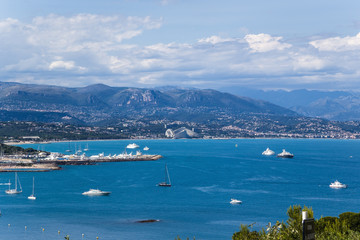 Obraz premium Antibes, France. Yacht in the sea