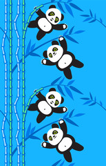 panda bear on bamboo branches (seamless pattern)