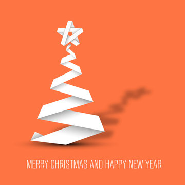 Simple vector christmas tree made from paper stripe
