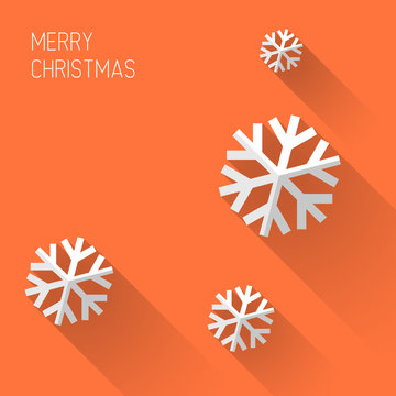 Modern orange christmas card with flat design