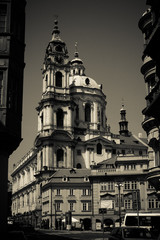 Fototapeta na wymiar Prague Old Buildings Black and White