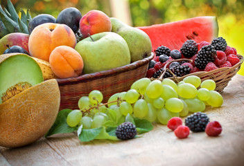 Organic fruits in table