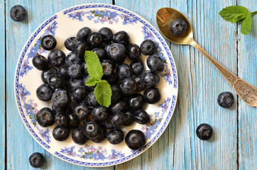Blueberries on a plate.