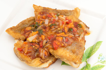 Fish Fillet with three flavor spicy sauce