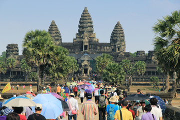 Tourism run on Temple Angkor Wat in Cambodia