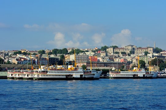 Old chersonese parts of Istanbul with classic steamer