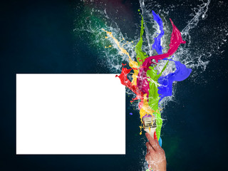 Colored paint, abstract shapes