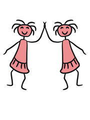 2 Mädchen Frauen team Freunde Handschlag