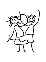 2 lustige Tanzende Kinder Paar Pärchen Liebe