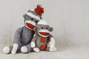 Fotobehang Aap Sock Monkey Layout  © schubphoto