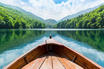 Fototapety  Wooden boat on the lake