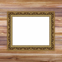 Picture Frame antique isolated on wooden wall background