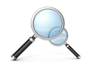 two magnifying glasses on white background