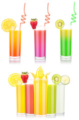 tasty summer fruit drinks in glass with splash
