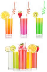 tasty summer fruit drinks in glass with splash