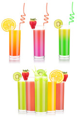 tasty summer fruit drinks in glass with splash