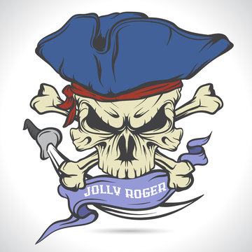 Jolly Roger emblem. Pirate. Vector illustration.