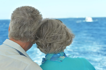 Fototapeta premium Elder couple looking a sea together