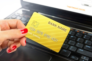 Businesswoman holding credit card