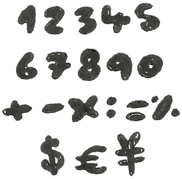 Hand drawn blackened numbers
