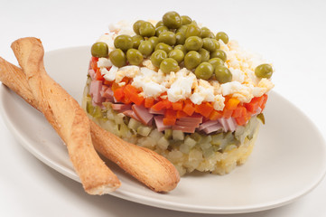 Potato Olivier, russian salad ingredients
