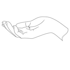 White hand on a white background. Raster