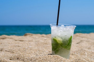 Mojito cocktail on the beach