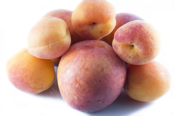apricots and peaches on white ground