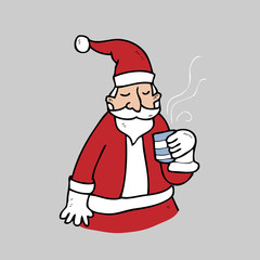 Santa drinks cup of tea