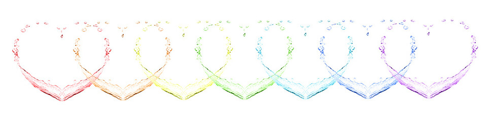 Water splashes in shape of heart, isolated on white