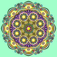 Circle lace ornament, round ornamental geometric doily pattern