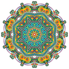 Circle lace ornament, round ornamental geometric doily pattern